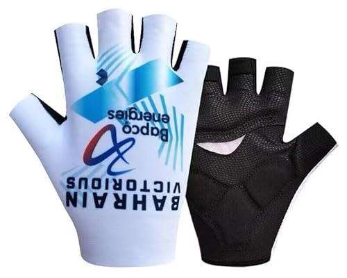 SGCIKER 2024 Pro Team Bahrain Fahrradhandschuhe, Herren Stoßdämpfung Sommer Halbfinger Sport Fahrradhandschuhe Gel (M)