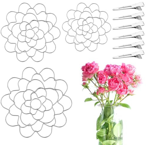 3st Blumenarrangement Halter, Edelstahl Blumenfrosch Deckel mit Clips Froschdeckel Rundes Vase mit Froschdeckel Zubehör für Vasen Pflanzen Blumen Fixierung Kunsthandwerk
