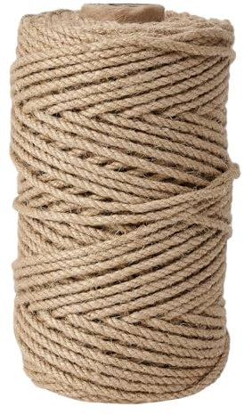 Meidansini Cuerda de yute natural de 656 pies, 3 capas de 3 mm, cuerda de yute para envolver regalos, manualidades, plantas, jardín, Navidad, manualidades, decoración, cordel para envolver decoración