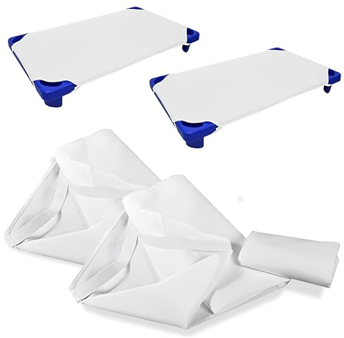 Infanity - Pack 2 Sábanas Bajeras para Cuna Apilable de Guardería - Sábanas 100% Algodón Blanco - 132cm x 53cm