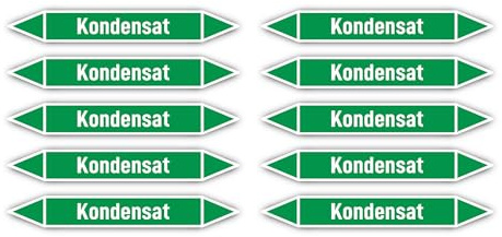 Aufkleber: 100x15 mm, 10 Stück - Gruppe 1 - Wasser - Rohrleitungskennzeichnung - nach DIN 2403 - Sprache: deutsch - Kondensat
