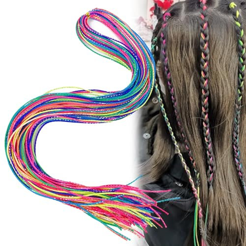 90 Stück Haarsträhnen Kinder,Haarsträhnen Zum Einflechten,Haarsträhnen,Haarband Mädchen DIY Haare Flechten Bunte Haare Zum Einflechten Pferdeschwanz-Zöpfe-Frisurenzubehör für Frauen und Mädchen