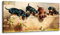 MHARTK66 Neugierige Dackelwelpen und Ein Frosch Leinwand Bilder, 50x100 cm Groß Wandbilder Wohnzimmer Hund Bild Aesthetic, Modern Tier Wanddeko Kunstdruck Schlafzimmer Badezimmer Büro Esszimmer Küche