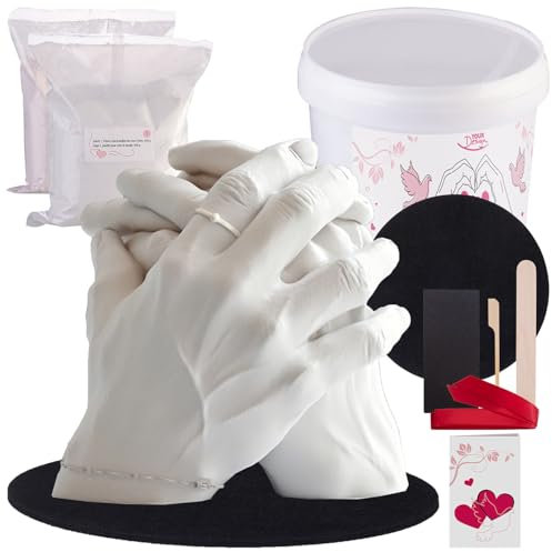Your Design 3D-Abform-Set: 3D-Handabdruck-Set für Paare, detailreicher Gipsabdruck (Handguss, Handguss, Druck)