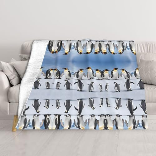Decke mit Pinguin-Druck, ultraweich, für Klimaanlage, leicht, für Bett, Sofa, Camping und Reisen