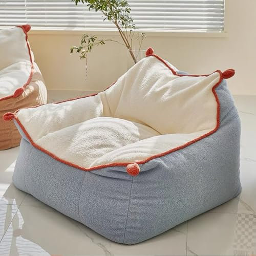 Bean Bag Chair Adult , Floor Sofa With Handle Top Faux Cashmere Fleece Bean Bag Cover No Filler Beanbag Chair Pouf Ottoman Sac Floor Seat Sofa Couch For Gaming Reading Relaxing Living Room Furniture(B