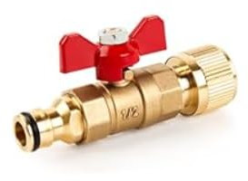 Brass 1/2 Inch Ball Valve with Red Wing Handle, Brass Connector With Control Valve, Quick Release Garden Hose Connector, Inline Shutoff Valves for Hose Reel Water Tank And Faucet To Control Water Flow