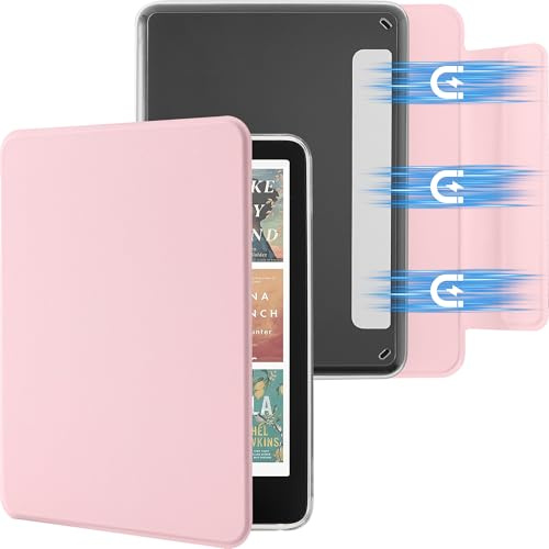 SESENSE Detachable Magnetic Case for 6'' Kindle 2024 and 2022 (11 Generation), Slim PU Shell Cover Case with Auto Wake/Sleep, Pink