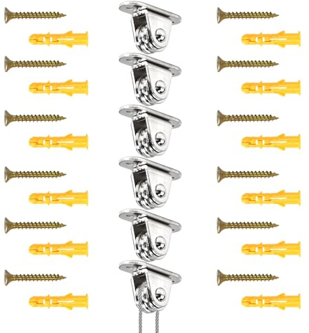 Zithgen 6 Stück Umlenkrollen Stahlseile Seilrollen mit Kugellager, Umlenkrollen für Seile, Hebekran Flaschenzug Riemenscheibe 60mm Schwerlastrollen für Wäscheleine, Sonnensegel, Gewächshaus, Lager