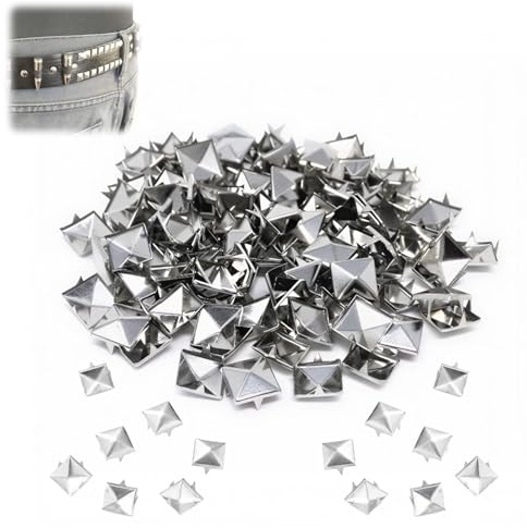 200 Stück Quadratische Nieten Metall, Ziernieten set Punk Nieten, Studs Pyramiden Nieten Set für Taschen Kleidung, Schuhe Lederband Handschuhe