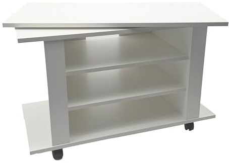 FineBuy Lowboard 78x38x51 cm Weiß mit Drehteller, TV-Bank Rollen
