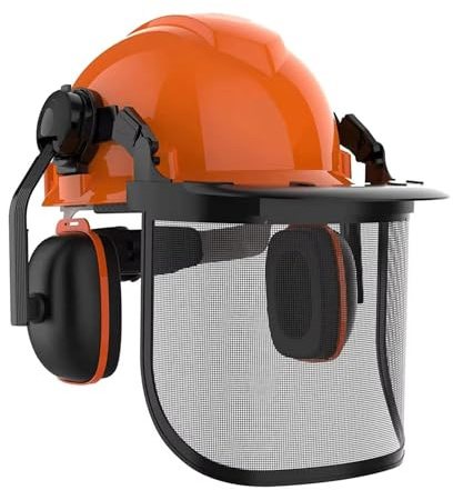 VIDOO Industrial Forestry Safety Helmet Protection System Chainsaw Hard Hats with Adjustable Ear Muffs & Face Shield Visor