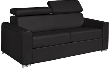 Vente-unique - Schlafsofa 4 Vizir - Leder - schwarz