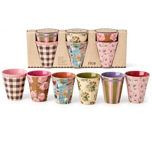 ReWu Rice - Set di 6 tazze in melamina Bon Vivant, 250 ml, multicolore