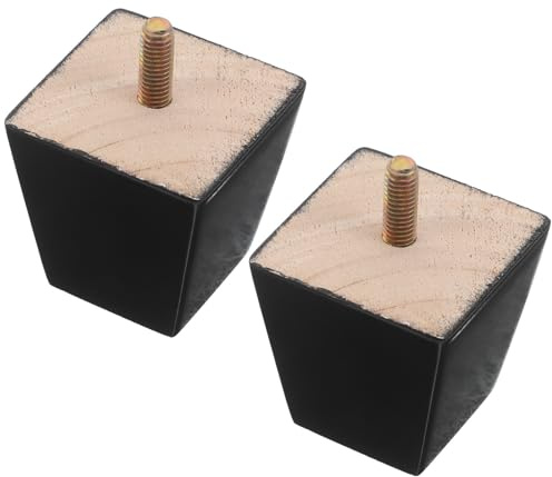 PACKOVE Pieds de Meuble en Bois Massif Noir Carré 2pcs pour Tables de Chevet et Cadres de Lit, Support Solide Style Scandinave Moderne