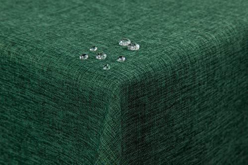 First-Tex First-Tex Tischdecke Leinenoptik Lotuseffekt waschbar mit gerader Saumkante Größe, Form und Farbe wählbar, Polyester, dunkelgrün, rund 140