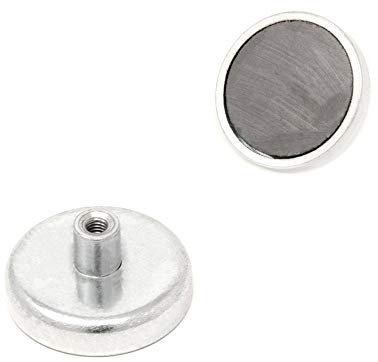 Ferrite Pot Magnet with M4 Internal Thread for Arts, Crafts, Model Making, DIY and Hobbies - 32mm dia x 7mm thick - 4.1kg Pull - Pack of 4