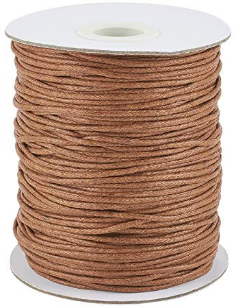Rotolo di filo di cotone cerato, 1,5 mm, 91 metri/rotolo, per gioielli fai da te, collane, bracciali, artigianato, macramè, colore: marrone