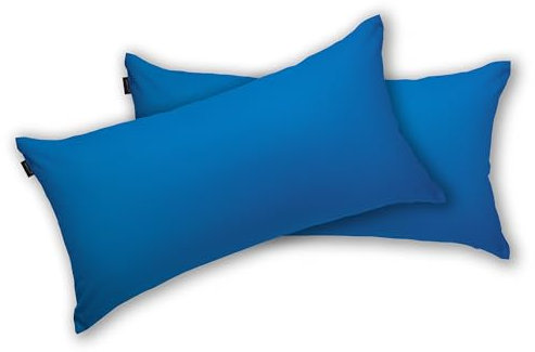 BRIELLE 2er Set 100% Baumwolle Kissenbezug 40 x 80 cm, Blau - Renforcé, Kopfkissenbezug mit verdecktem Reißverschluss Kissenbezüge