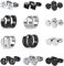 Wodasi 12 Paire Boucle D’oreille Homme, Hommes Inoxydable Boucles D'oreilles en Acier, Boucles D'oreilles Hommes en Acier Inoxydable, Ronde Clou d’Oreille Piercing, Noir et Argent