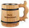 Chope à bière avec motif personnalisable Volume : 500 ml - Produit naturel de 19,5 cm - En bois véritable - Pour les amateurs de bière Cadeau d'anniversaire - Motif votre texte souhaité