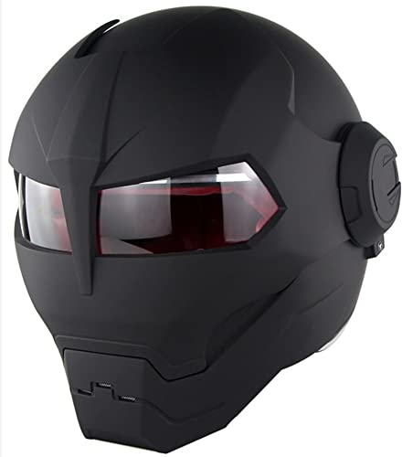Motorcycle Full Face Helmet Iron Man Motorbike Moped Crash Helmet Lightweight Off-Road Skull Helmet for Adult Men Youth DOT Certified 7,M=57-58CM