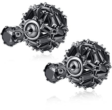 Ohrstecker Männer, Zirkonia Ohrringe mit Weiß Runder Ball mit CZ 15X15MM Ohrringgeschenk für Frauen Jugendlich Mädchen