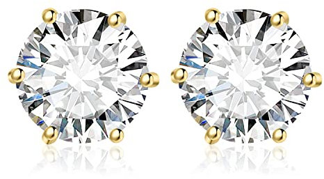 JewelryPalace Rundschliff 6ct Zirkonia Ohrstecker Silber 925 Damen, Simulierter Diamant Braut Schmuck Set, Ohrringe Silber Mädchen Edelstein,Ohrstecker Silber Klein mit Stein Geschenk Frauen Vergoldet