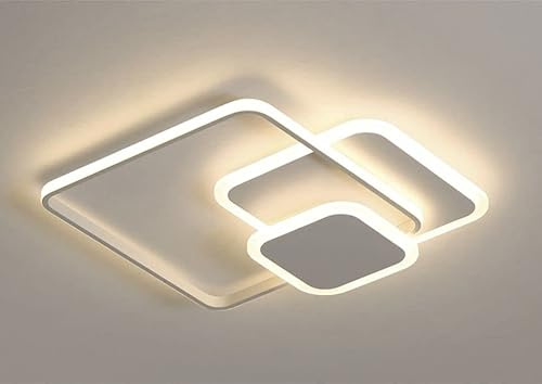 Dopastore Plafoniera da Soffitto LED 48W Design Quadrati Sovrapposti Bianco Lampada da Soffitto Stile Moderno Per Interno IP20 Per Corridoio Salone Camera (Luce naturale 4000K)