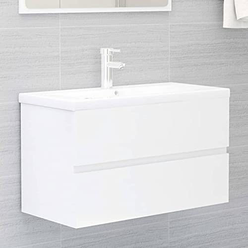 XIAOGUANG Waschbeckenunterschrank Einbaubecken, Waschbecken Mit Unterschrank, Badmöbel, Badezimmermöbel, Waschbeckenunterschrank Mit Waschtisch, Hochglanz-Weiß Spanplatte