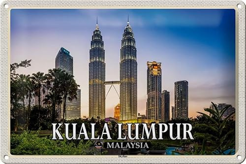 Femer Blechschild Reise 30x20cm Kuala Lumpur Malaysia Skyline