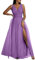 Tomwell Robe de Cocktail Femme Élégante Col en V Longue Party Dress Sexy Chic Tulle à Paillettes A-Line Soirée Couleur Unie B Violet L