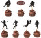 AIBAOBAO 21 Stück Glitzer Eishockey Cupcake Topper Sport Thema Party, Fußball Geburtstagstorte Dekoration, Sport Boy Kuchen Dekoration für Männer Geburtstag Party