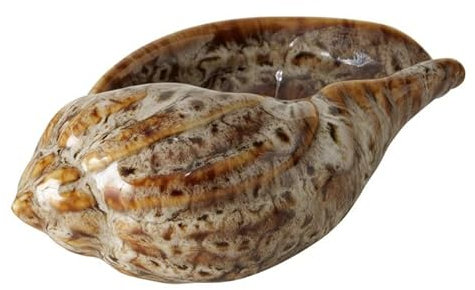 ReWu Deko Muschel aus Porzellan lasiert Gartendekoration 14x8x5,5 cm Maritime Dekoration Braun