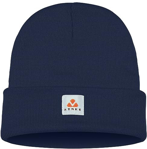 ATNKE Strick Beanie Mütze Dehnbar Weich Warm Täglich Winter Mützen mit Manschetten für Herren und Damen Geschenke/Light Navy Blue
