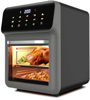 HYQFSAD 16L Air Fryer Convection Oven Combo, 60min free timer with Built-in baking light, Flip Up & Away 1500W Capability Toaster Oven for oast, Bake, and Broil, Smart