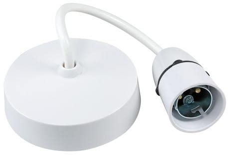 9-inch B22 Ceiling Pendant Set with Lampholder Max 100W, Light Fitting Bulb Holder White Plastic Light Bulb Holder Ceiling Rose for Home Decoration (9 inch - 1 pc)