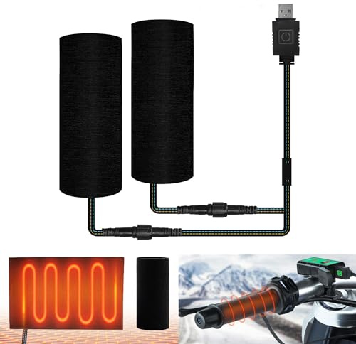 Beheizte Griffe Abdeckung für Motorrad, 5V Lenkerheizung, Motorrad Beheizte Griffe USB Powered, 6 Gang Temperatur mit Memory-Funktion, IP67 Wasserdicht, ATV Motorrad Beheizte Lenkerwärmer