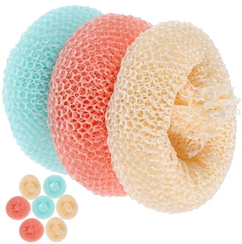 CHILDWEET 10pcs Scrubber Scouring Pad Dish Scrubbers Non Scratch Kitchen Scrub Pads Dish Cloths Cleaning Sponge Handles