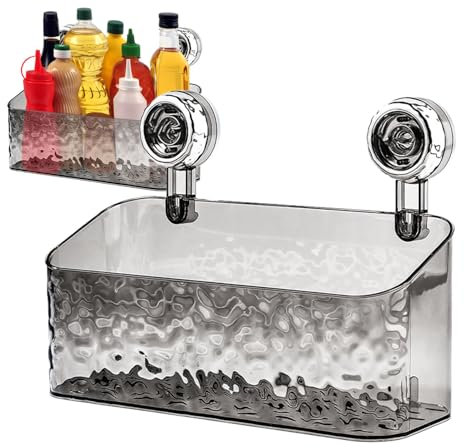 Organizador De Ducha Con Ventosa | Estante De Ventosa Con Diseño De Glaciar De Estilo De Lujo Ligero | Carrito De Baño Con Succión | Cesta Con Estante Con Ventosa Sin Taladros | Ahorra Espacio