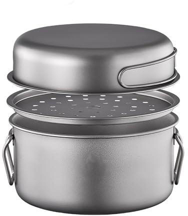 FAIRE Ensemble de Casseroles et Casserole Camping en Titane, Marmite D'extérieur Ultralégère, Vaisselle Camping Car, Accessoire Camping de Grande Capacité