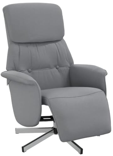 vidaXL Relaxsessel, Drehbar Sessel mit Liegefunktion, Fernsehsessel Verstellbare Rückenlehne Fußteil, Liegesessel Ruhesessel Polstersessel, Hellgrau Stoff