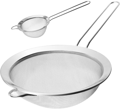 Luckyiren Food Strainer, Premium Stainless Steel Fine Mesh ScreenPremium Stainless Steel Fine Mesh Screen Colander Sieve Filter Sifter Riddle Griddle for Kitchen Rice Juice Quinoa Food Flour Baking