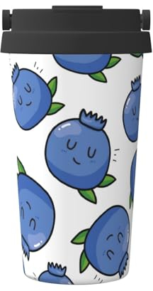FUkker Tazza da caffè isolata, tazza da viaggio da 500 ml Tazza da caffè tumbler isolata in acciaio inossidabile,Modello Di Mirtillo