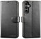 LENSUN Echtleder Hülle für Samsung Galaxy A15, Handyhülle [Echtes Leder][Magnetverschluss][RFID] Handytasche Lederhülle Flip Cover für Samsung Galaxy A15 4G/5G - Schwarz