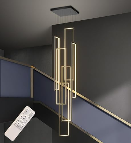 Pendelleuchte Modern Treppenhaus LED,Höheverstellbar Kronleuchter geeignet für Wohzimmer Esstisch,Treppe, Hotels, Villen, Geschäftsviertel Deckenleuchte Hängelampe,Ferngesteuertes Dimmen (230, Watt)