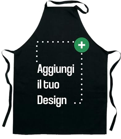Colorfamily Grembiule da cucina PERSONALIZZATO Personalizza con foto, logo, testo, scritta Idea regalo Taglia Unica Nero