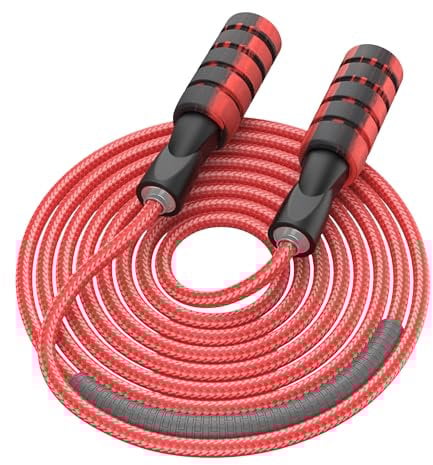 Cotton Adjustable Skipping jump rope,Adult and Children Athletic Fitness Exercise Jumping Rope (Red, 3m)