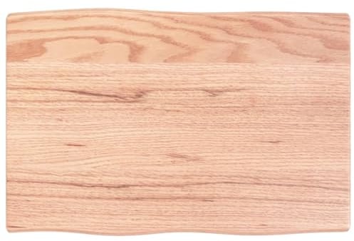 vidaXL Tischplatte, Holzplatte für Tisch Esstisch Couchtisch, Massivholzplatte Handgefertigt mit Baumkante, Ersatztischplatte, Hellbraun 60x40x2cm Massivholz Eiche Behandelt