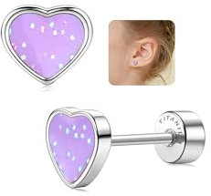 LOLIAS 20G Titan Herz Ohrstecker Ohrringe Für Mädchen Damen14K Silber Süße Kleine Pailletten Ohrstecker Hypoallergene Ohrringe Geschenke Mädchen Knorpel Tragus Ohrstecker Ohr Piercing